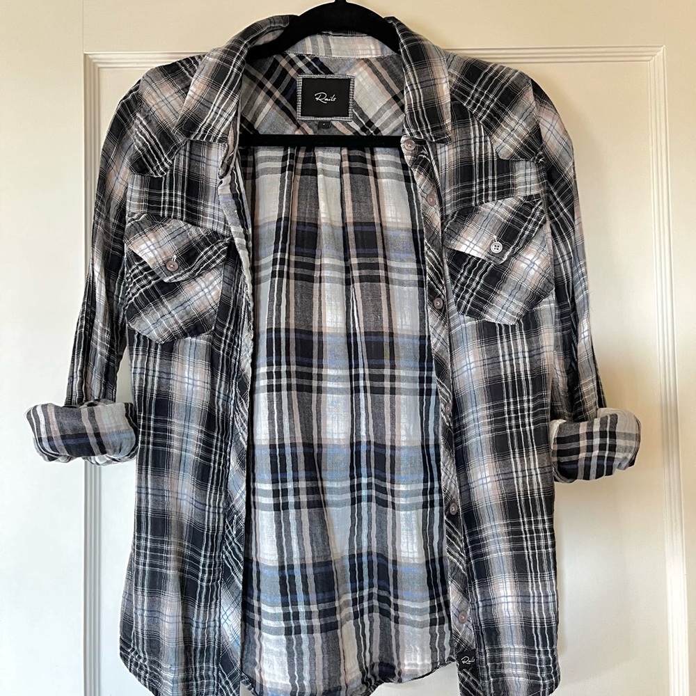 Black and White Rails Flannel